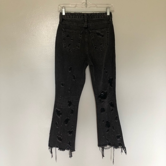 Denim x Alexander Wang Grind Jeans Distressed Destroyed Raw Hem Black 25 - Picture 3 of 7